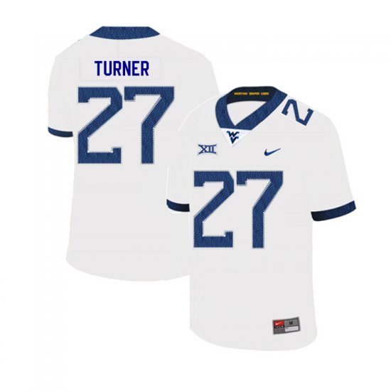 Men's West Virginia Mountaineers NCAA #27 Tacorey Turner White Authentic Nike 2019 Stitched College Football Jersey MH15K46JX